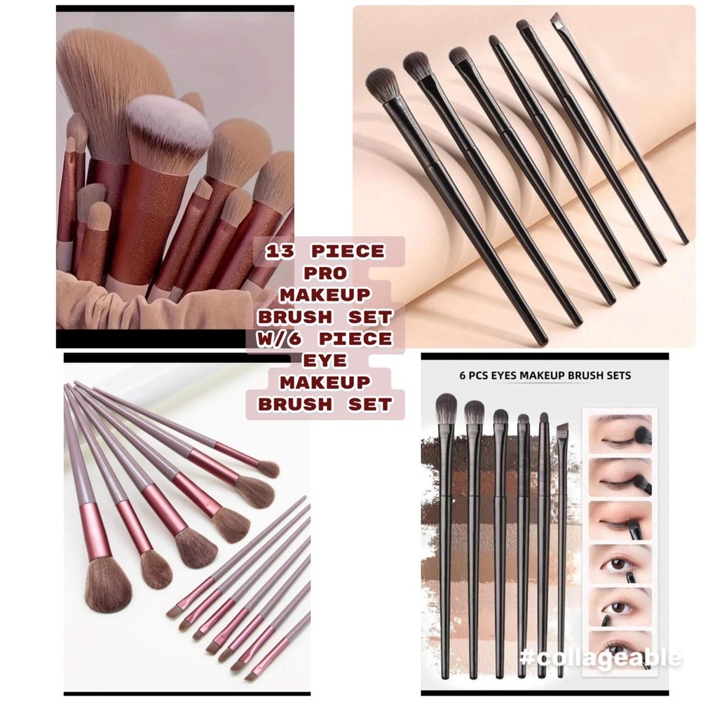 13 Piece Pro Makeup Brush Set W/6 Piece Eye Makeup Brush Set NWT🍃